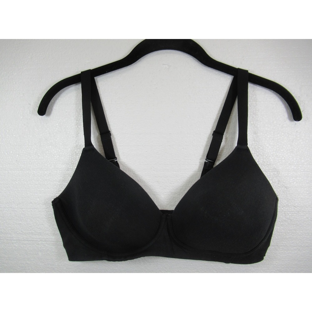 Bali Comfort T-Shirt Bra 36D Black Wireless Lightly Lined Cotton Blend DFM222